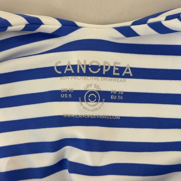 NWT Canopea Bianca One Piece UPF Swimsuit in Cobalt Stripe - Size US 6 - Picture 5 of 8